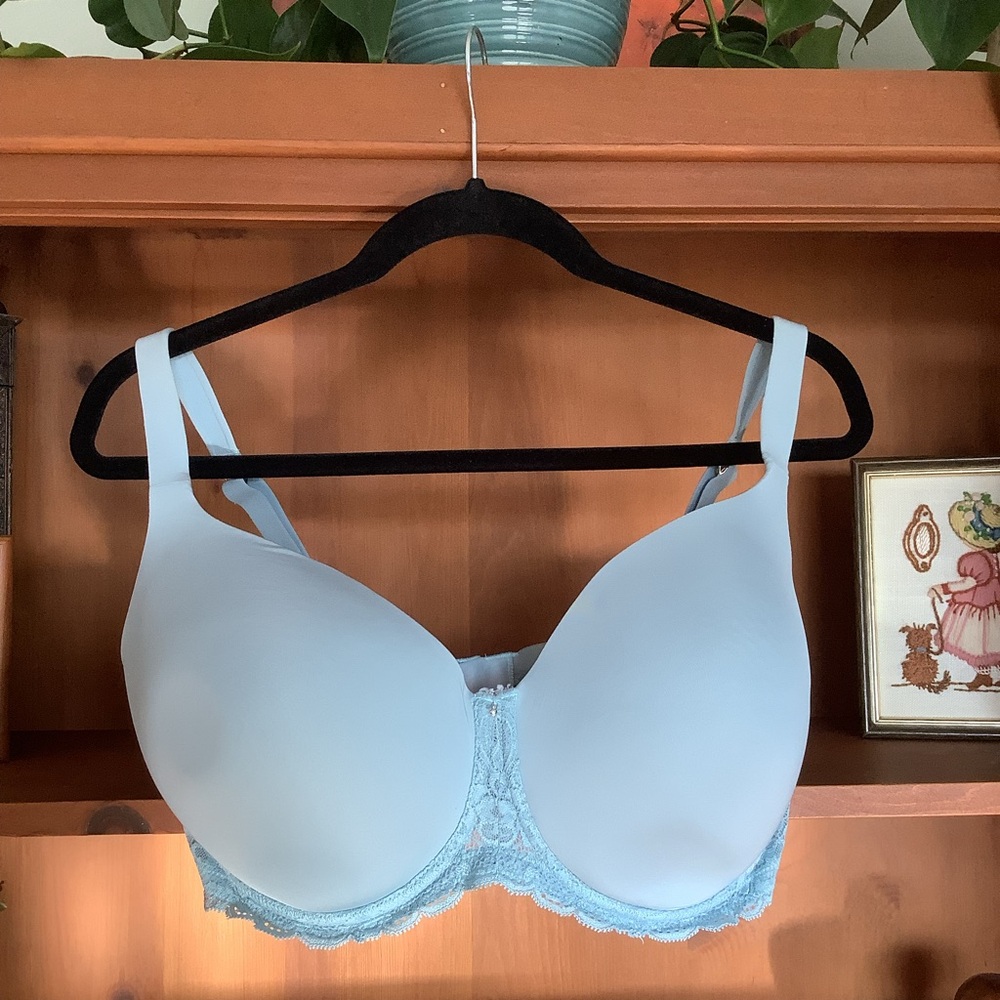 MONTELLE 🇨🇦 Pure Plus Full Coverage T-Shirt Bra Steel Blue/Turquoise Size 38 G - Picture 2 of 13